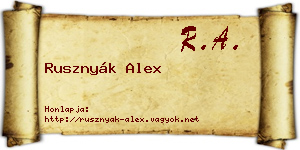 Rusznyák Alex névjegykártya